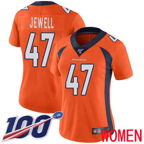 Women Denver Broncos #47 Josey Jewell Orange Team Color Vapor Untouchable Limited Player 100th Season Football NFL Jersey